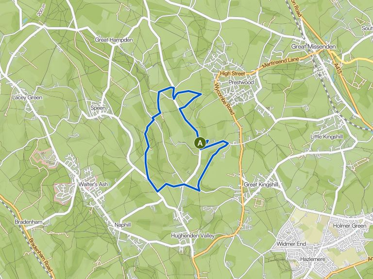 Piggot's Wood and Nanfan Wood loop from Prestwood Nature Reserve ...